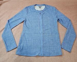 Tommy Bahama Women's Small Blue Full-Zip Textured Knit Jacket